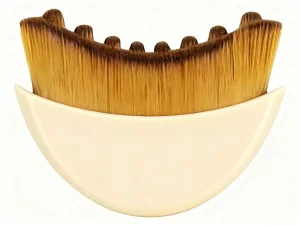 Synthetic Hair Lymphatic Contour Face Brush for Eye and Neck Care with Gold Comfortable Handle Eyebrow Pencil Compatible