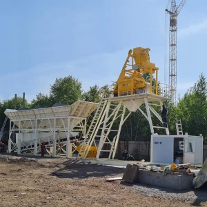 Steel Structure Chassis Customizable Hzsy50 Free Foundation Concrete Batching Plant Mixing