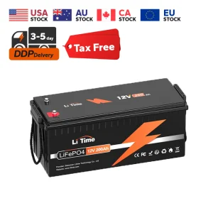 LiTime EU US STOCK Lifepo4 Battery 12v 200ah Battery Solar Lithium Ion Battery Pack for Home Solar Storage System Rv Marine