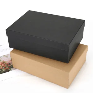 Custom Logo Luxury Matte Black Kraft Cardboard Flip Top Bottom Gift Box For Apparel Shoes Photo Frame Candle Wholesale Two-Piece