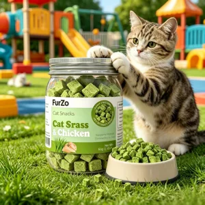 Freeze Dried Cat Grass &amp; Chicken Treats for Cats Natural Hairball Control &amp; Digestive Support High Protein Cat Snack Wholesale