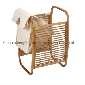 Elegant Bamboo Storage Shelf Featuring Integrated Laundry Hamper