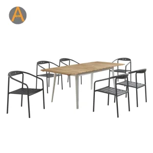 Quality Guaranteed Restaurant Furniture Rectangular 6 Seater Table Set Customized Outdoor Dining Furniture for Cafe