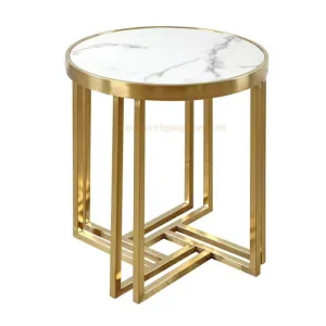 Night Club Entryway Hallway Marble Wedding Console Table with Gold Stainless Steel Legs
