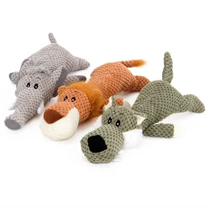 Juguete de perro indestructible de forma de animal, suave, chirriante, para masticar y jugar