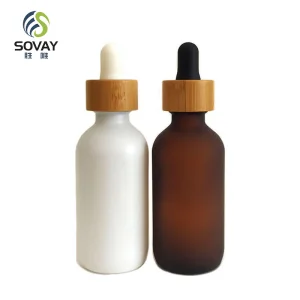 5ml 10ml 15ml 20ml 30ml 50ml 100ml Frosted Green Blue Amber Clear Essential Oil Glass Dropper Bottle with Bamboo Lid