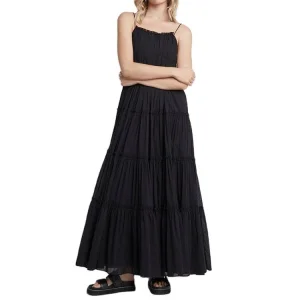 Vestido longo casual de praia feminino, solto, em camadas, com comprimento até o chão, estilo A-line, personalizado para o verão