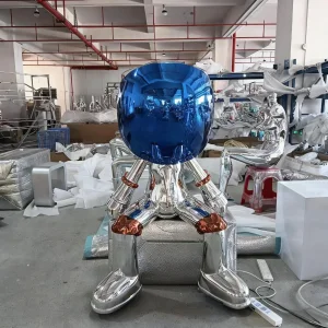 Customized Fiberglass Stainless Steel Chromed Mirror Sculpture for Interior Spaces