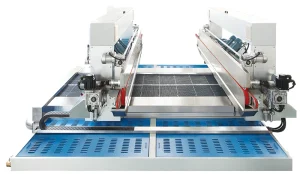 Fge-De 12 Motors High Speed PLC Control Intelligent Glass Double Edger Building Mirror Glass 2 Sides Edging Machine