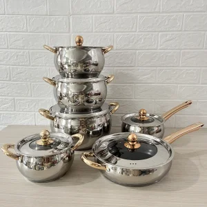 New Products Kitchen Pots 12Pcs Stainless Steel Non-Stick Cookware Sets Colorful Nonstick Cookware Sets Non Stick Cookware Set