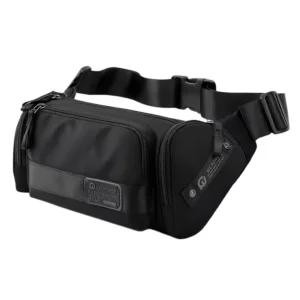 Hombres mochila de gran capacidad de color sólido con múltiples bolsillos, bolso cruzado de cintura