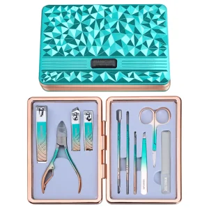 10pcs Emerald Green Professional Stainless Steel Ear Care Tool Nail Files Luxury Portable Manicure Hand General Kit Beauty Set
