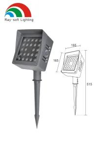 24W/36W/48W LED Anti-Glare IP65 Waterproof Square Outdoor Spike Mounted Projector Spotlight Flood Uplight
