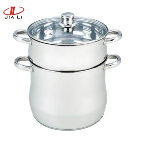 Premium Stainless Steel Couscous Steamer Pot Cooking Pot 2 Layer Cookware