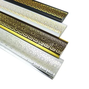 Luxury PVC Foam Decorative Waistline Interior Decorative PVC Moulding Golden Beltline Decoration Wall Cornetto
