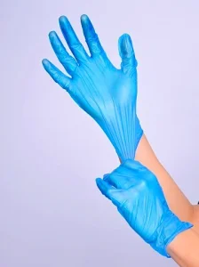 Blue Examination Working Disposable Powder Free Vinyl Gloves