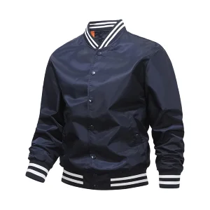 Unisex Customized American Baseball Flight Bomber Jacket Casual Style Stand Single Breasted OEM Service Plain Dyed Winter