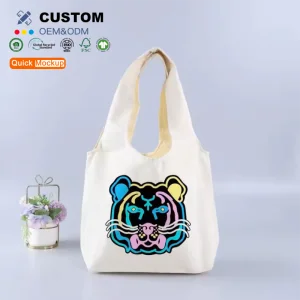 Wholesale Big Capacity Cotton Tote Bag Portable Canvas Shopping Bag with Custom Logo for T-Shirts Fashionable Gift Bag