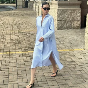 Women's Oversized Loose Fit Pregnancy Maternity Maxi Robes Casual Outwear Breathable Lightweight Woven Eco-Friendly Summer 100%