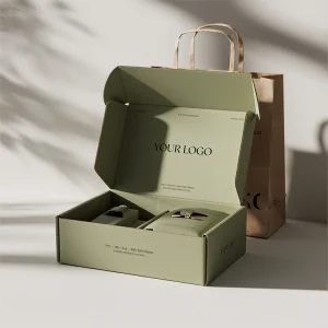 Nova Factory Customized Size Logo Wholesale Printed Green Small Mailing Shipping Paper Cardboard Corrugated Packaging Boxes