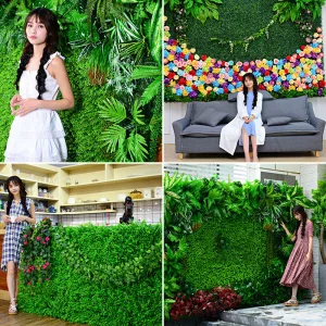 Free Sample Green Plant Grass Wall Artificial Lawn Garden Backyard Home Backdrop Decor Synthetic Simulation Grass Wall for Indoor Outdoor