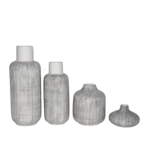 Discount Modern Minimalist Grey  White Line Patterned Ceramic Vase Set Factories, Companies