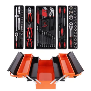 Easy Carry 168-Piece Iron Toolbox with Ratchet Wrench Set for Auto and Household Repair &amp; Maintenance