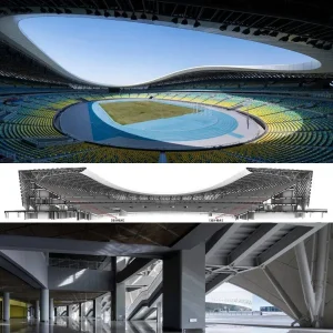 Modern Design Rubber Running Track Prefabricated Steel Structure Frame School Sport Stadium for Football Basketball Concert Stadium