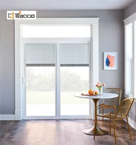 Preço de Fábrica Nova Venda por Atacado Estilo Francês Porta de Entrada de Varanda Deslizante de Vidro Temperado em UPVC PVC