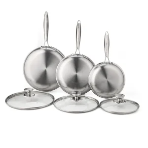 Cross-Border 304 Stainless Steel Kitchenware Set Non-Stick Pan Removable Handle Frying Pot Suit Stacking Metal Complete Set Oven