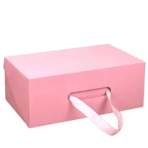 Caixa de papel kraft dobrável com alça portátil corrugada para envio de sapatos, impressão de logotipo colorido