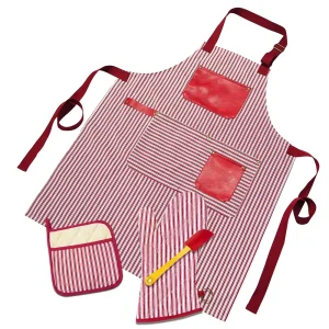 Kitchen Set 4 Pieces Apron Oven Mitts Pot Holder and Silicone Shovel Kitchen Set Chef Gardening Cooking BBQ Tool