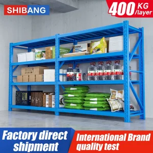 Boltless Adjustable Heavy Duty Load-Bearing 400kg/Layer Steel Racks Warehouse Industrial Stack Storage Racking Shelving System