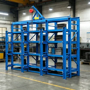 Heavy Duty Anti-Rust Drawer Style Mold Rack With Top Crane for Industrial Injection Mold Storage Space Saving