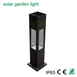 Iluminação LED de material de alumínio para jardim ao ar livre, iluminação de caminho em bollard com painel solar