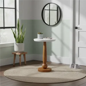 Teak White End Table
