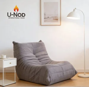 2026 Italian Modern Furniture Fabric Fully Sponge Single Tofu Block Vacuum Packaging Compression Caterpillar Lazy Sofa for Home/Hotel/Living Room/Single