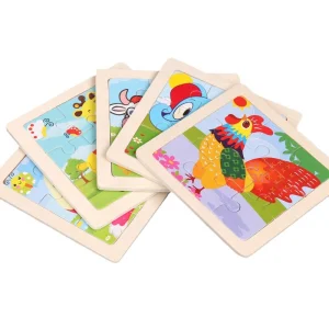 Wholesale Kids Wooden Puzzle Cartoon Animal Traffic Tangram Wood PuzzleToys Educational Jigsaw Toys for Children