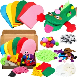Kit de fabricación de marionetas de mano para manualidades, suministros para fiestas, juguetes de marionetas de calcetín de fieltro