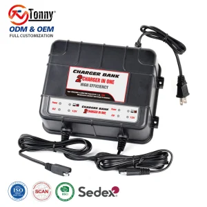 6V/12V 10A 2-Bank Lead Acid Battery Charger for Car Truck Golf Cart, IP67 Waterproof Smart Charger AGM Gel Mf with CE Certification