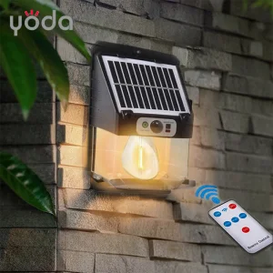 IP65 Waterproof ABS Motion Sensor LED Solar Wall Lights Tungsten Bulb Shaped for Garden Outdoor Use