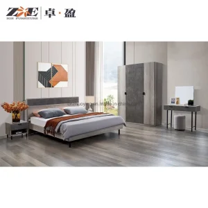 Functional Grey Bed with Nightstands