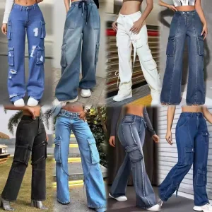Calças de Jeans Justas de Algodão com Stretch
