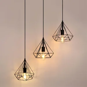 Retro Industrial Geometric Pendant Lights Iron Indoor Lighting Restaurant Coffer Black Pendant Light (WH-VP-61)