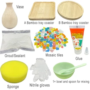 WBG Handmade Creative Diy Colorful Mosaic Vase Art Customize Set Mosaic Tile Coaster Craft Kit With Bamboo Coasters Vase