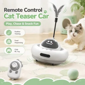 Multilingual Automatic Remote Control Cat Car Food Dispenser Interactive Cartoon Simple Pet Entertainment Toy