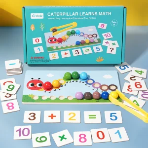 Hot Sale Early Childhood Educational Caterpillars Mathematics Montessori Wood Toys Multi-color Unisex for Kids