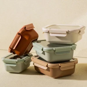 IKOO Stackable Ceramic Food Storage Container with Glass Lid