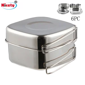 Eco-friendly Portable Stainless Steel Folding Cookware Set for Outdoor Camping Frying Pans Travel Friendly