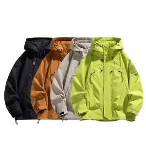 China Bangladesh Factory Price OEM Customized Logo Embroidery Windproof Rainproof Hooded Zipper Casual Outdoor Jacket